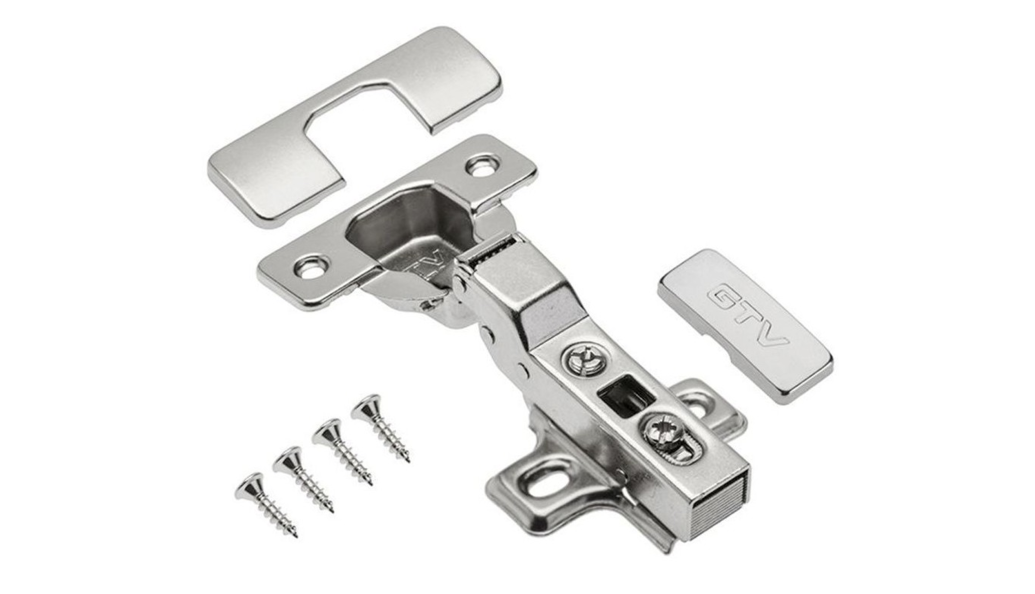 Петля с доводчиком полунакладная, 102гр, без рег.эксц., планка, шуруп, H=0, ClipOn, PRESTIGE GTV