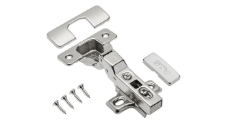  - Петля с доводчиком полунакладная, 102гр, без рег.эксц., планка, шуруп, H=0, ClipOn, PRESTIGE GTV