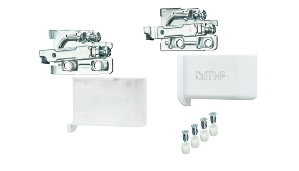 Навес, верхн база, металл/заглуш.белая, лев/прав, саморез, 80кг на 2шт, 100шт/кор, MF